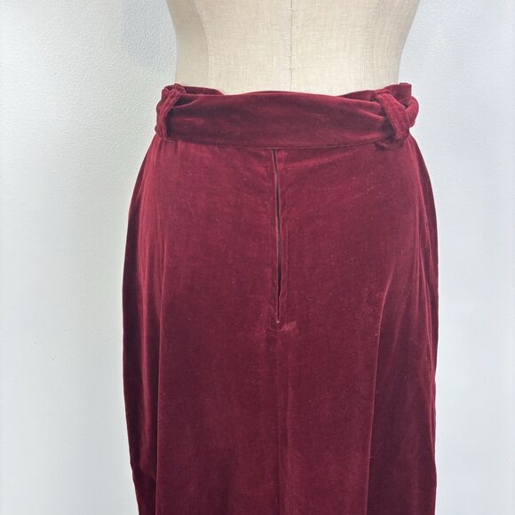 Vintage 70s John Meyer Burgundy Velvet Maxi Skirt Sz 14 Gothic Dark Romantic - Picture 5 of 8
